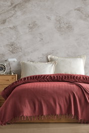 L'essentiel linge de maison Manta de doble piqué Berlino - Rojo teja